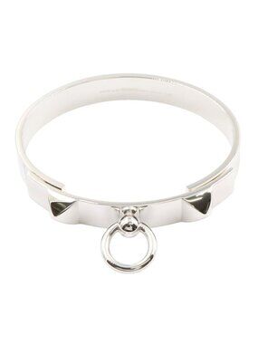 Hermes Bangle Collier de Chien LG 16 925 Sterling Silver Bracelet